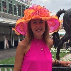 Magenta and orange Derby Hat